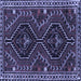 Square Machine Washable Persian Blue Traditional Rug, wshtr3069blu