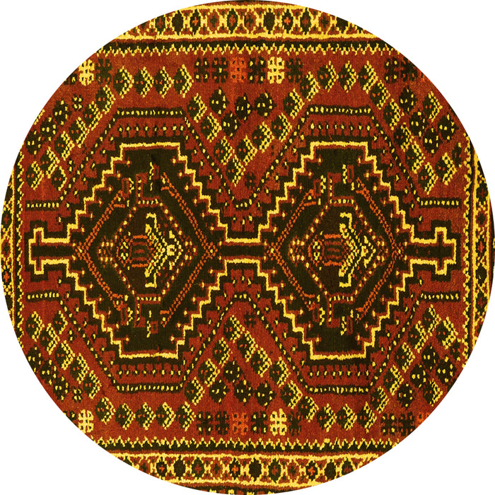 Round Persian Yellow Traditional Rug, tr3069yw