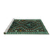 Sideview of Machine Washable Persian Turquoise Traditional Area Rugs, wshtr3069turq