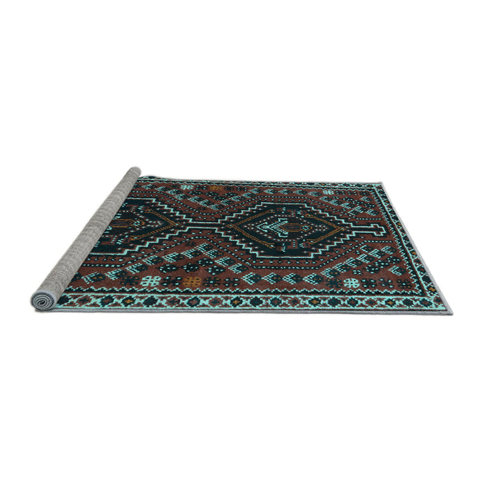 Sideview of Machine Washable Persian Light Blue Traditional Rug, wshtr3069lblu