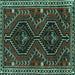 Square Machine Washable Persian Turquoise Traditional Area Rugs, wshtr3069turq