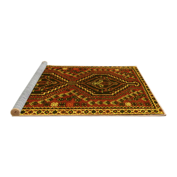 Sideview of Machine Washable Persian Yellow Traditional Rug, wshtr3069yw