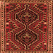 Round Machine Washable Persian Orange Traditional Area Rugs, wshtr3069org