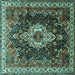 Square Persian Turquoise Traditional Rug, tr306turq