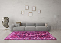 Machine Washable Persian Pink Traditional Rug, wshtr306pnk