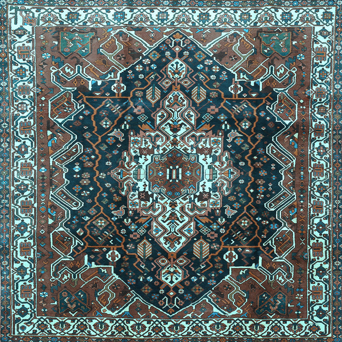 Square Machine Washable Persian Light Blue Traditional Rug, wshtr306lblu
