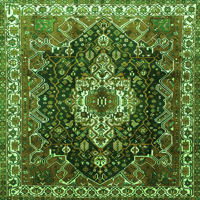 Round Machine Washable Persian Green Traditional Area Rugs, wshtr306grn