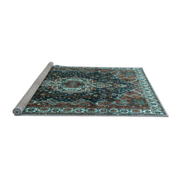 Sideview of Machine Washable Persian Light Blue Traditional Rug, wshtr306lblu