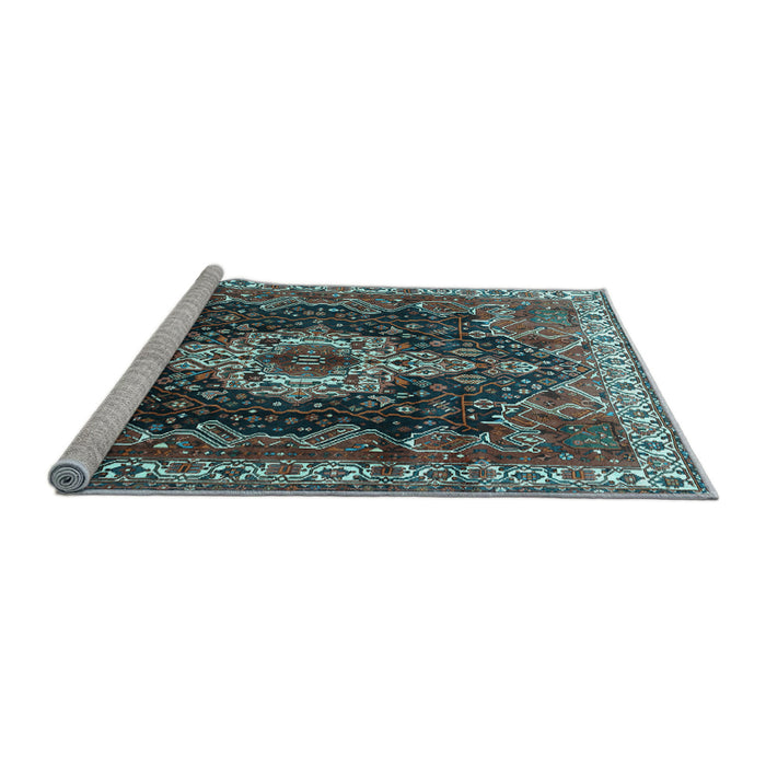 Sideview of Machine Washable Persian Light Blue Traditional Rug, wshtr306lblu