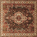 Square Machine Washable Persian Brown Traditional Rug, wshtr306brn