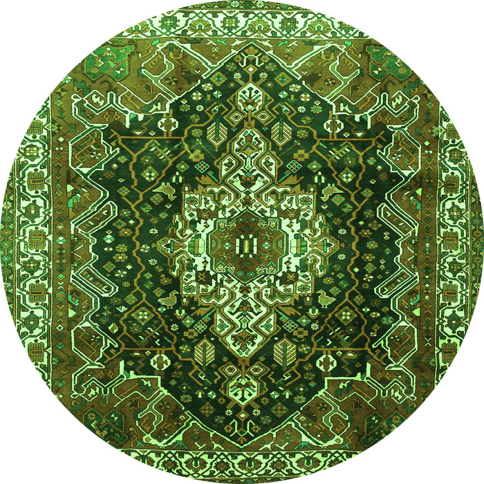 Square Persian Green Traditional Rug, tr306grn