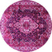 Round Machine Washable Persian Pink Traditional Rug, wshtr306pnk