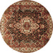 Round Persian Brown Traditional Rug, tr306brn