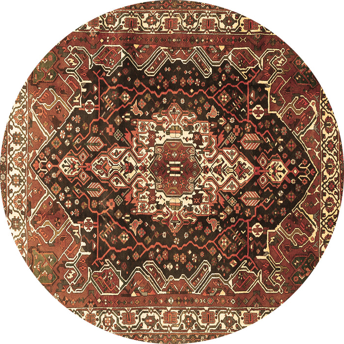 Round Machine Washable Persian Brown Traditional Rug, wshtr306brn