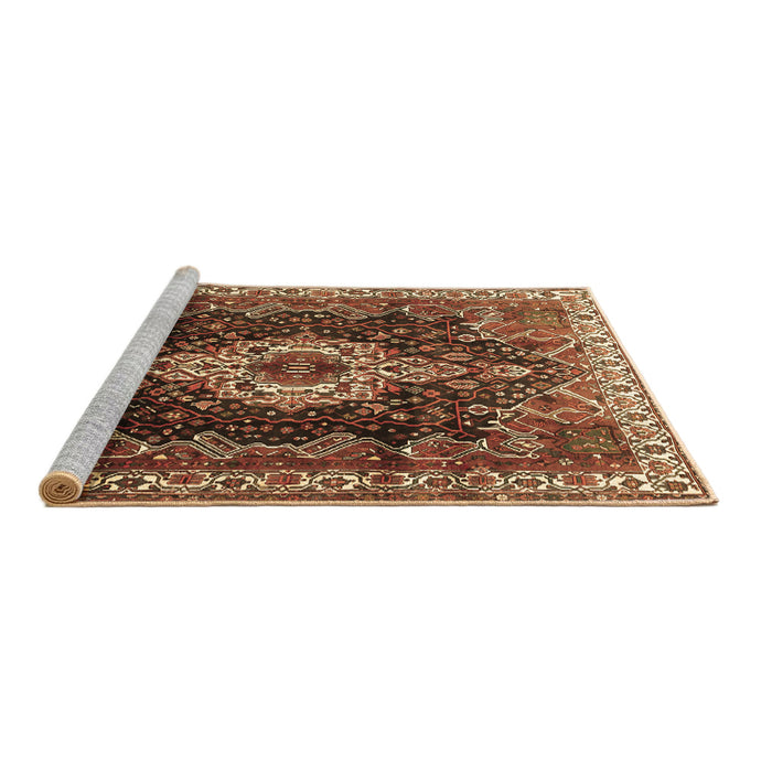 Sideview of Machine Washable Persian Brown Traditional Rug, wshtr306brn