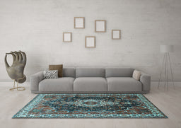 Machine Washable Persian Light Blue Traditional Rug in a Living Room, wshtr306lblu