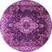 Round Machine Washable Persian Purple Traditional Area Rugs, wshtr306pur