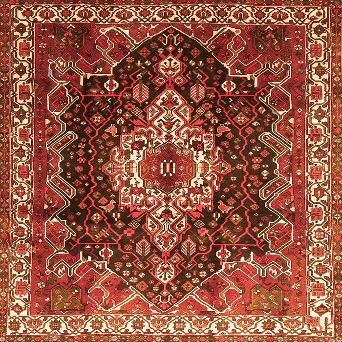Round Machine Washable Persian Orange Traditional Area Rugs, wshtr306org
