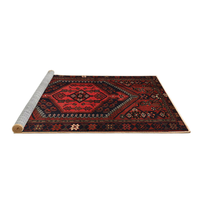 Sideview of Machine Washable Traditional Bakers Brown Rug, wshtr3070