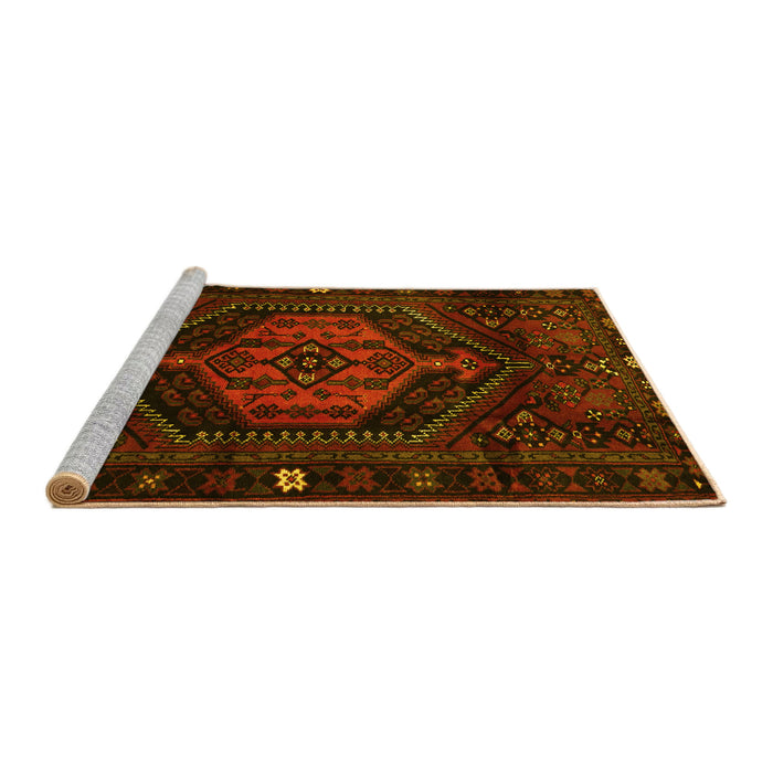 Sideview of Machine Washable Persian Yellow Traditional Rug, wshtr3070yw