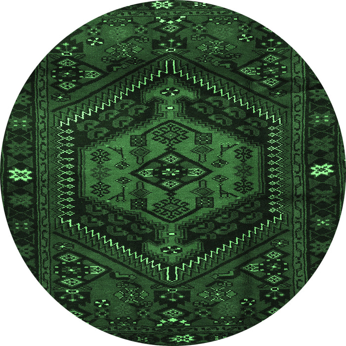 Round Machine Washable Persian Emerald Green Traditional Area Rugs, wshtr3070emgrn