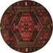 Round Machine Washable Persian Brown Traditional Rug, wshtr3070brn