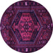 Round Machine Washable Persian Purple Traditional Area Rugs, wshtr3070pur