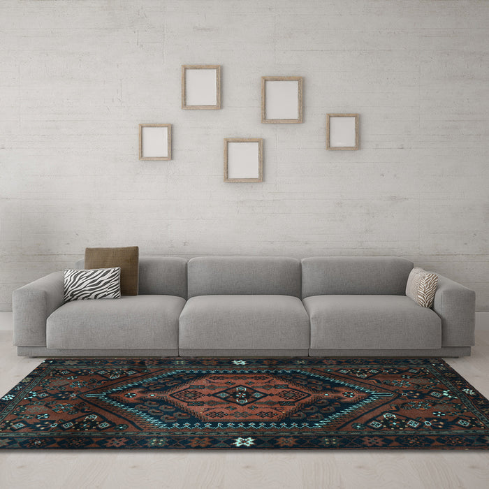 Machine Washable Persian Light Blue Traditional Rug in a Living Room, wshtr3070lblu