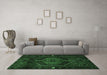 Machine Washable Persian Emerald Green Traditional Area Rugs in a Living Room,, wshtr3070emgrn