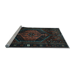 Sideview of Machine Washable Persian Light Blue Traditional Rug, wshtr3070lblu