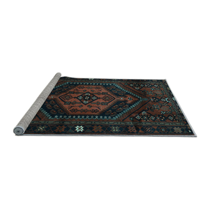 Sideview of Machine Washable Persian Light Blue Traditional Rug, wshtr3070lblu