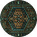 Round Persian Turquoise Traditional Rug, tr3070turq