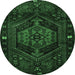 Round Persian Emerald Green Traditional Rug, tr3070emgrn