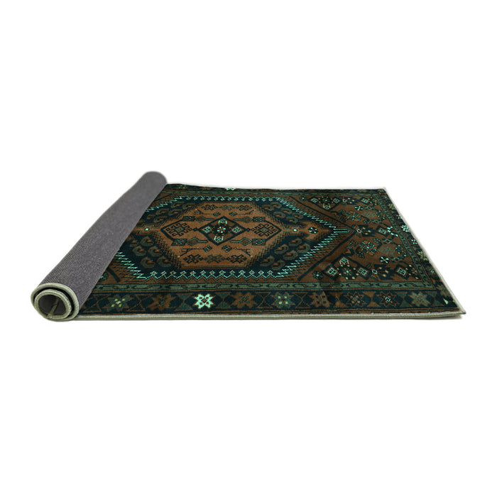 Sideview of Persian Turquoise Traditional Rug, tr3070turq