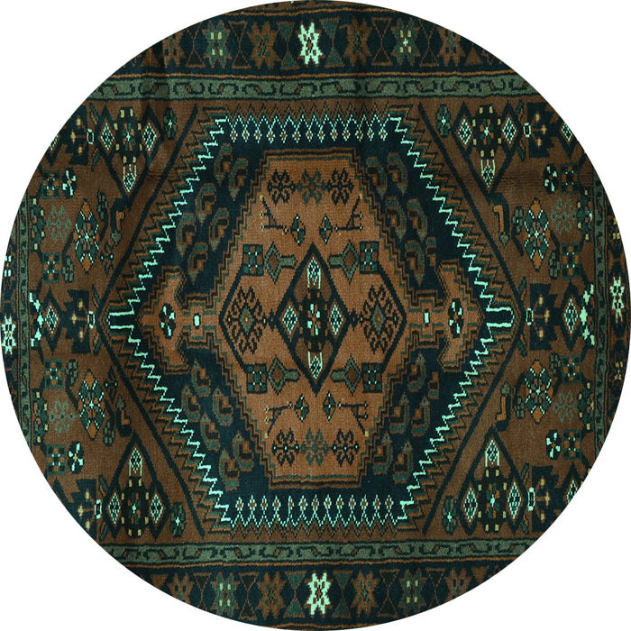 Round Machine Washable Persian Turquoise Traditional Area Rugs, wshtr3070turq