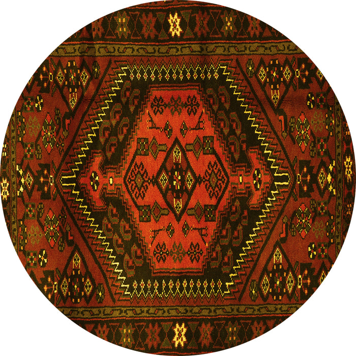 Round Persian Yellow Traditional Rug, tr3070yw