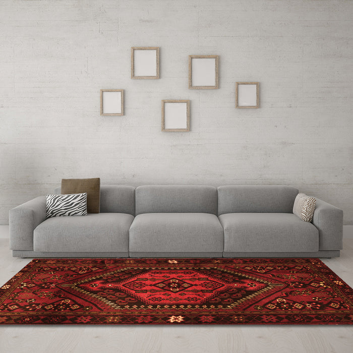 Machine Washable Persian Orange Traditional Area Rugs in a Living Room, wshtr3070org