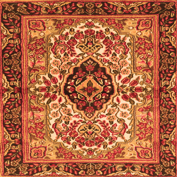 Round Machine Washable Persian Orange Traditional Area Rugs, wshtr3071org
