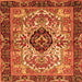 Round Machine Washable Persian Orange Traditional Area Rugs, wshtr3071org