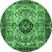 Round Persian Emerald Green Traditional Rug, tr3071emgrn