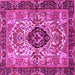 Square Machine Washable Persian Pink Traditional Rug, wshtr3071pnk