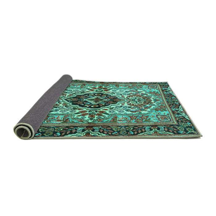 Sideview of Persian Turquoise Traditional Rug, tr3071turq