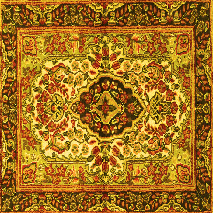 Square Machine Washable Persian Yellow Traditional Rug, wshtr3071yw