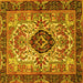 Square Machine Washable Persian Yellow Traditional Rug, wshtr3071yw