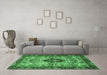 Machine Washable Persian Emerald Green Traditional Area Rugs in a Living Room,, wshtr3071emgrn