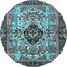 Round Machine Washable Persian Light Blue Traditional Rug, wshtr3071lblu