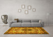 Machine Washable Persian Yellow Traditional Rug in a Living Room, wshtr3071yw