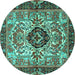 Round Persian Turquoise Traditional Rug, tr3071turq