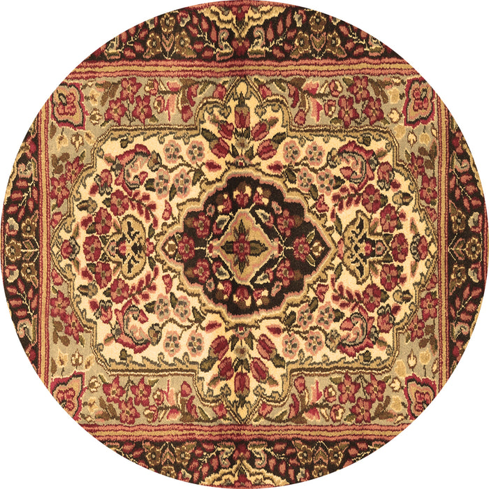Round Persian Brown Traditional Rug, tr3071brn