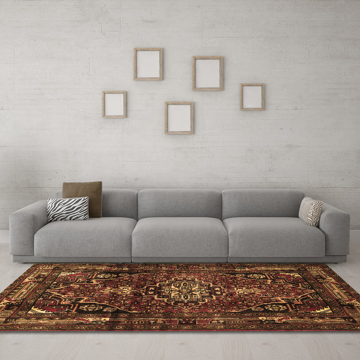 Machine Washable Persian Brown Traditional Rug in a Living Room,, wshtr3072brn